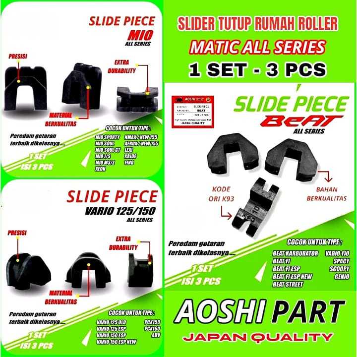 ตัวเลื่อนสไลด์ AOSHI ชิ้น [3 ชิ้น] ฝาครอบยางสําหรับ Honda & Yamaha Automatic Roller Housing