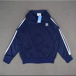 Putih Adidas Navy Firebird Tracktop Jacket สีขาวลาย Basic ผู้ชายผู้หญิงขนาด Jumbo ML-XL-XXL