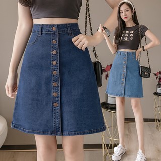 KARAKOREA 6155 Sunmi Denim Skirt Rok Jeans Rok Midi Rok Denim/Rok jeans wanita/Rok Jeans Korea/Rok wanita/Rok Pendek