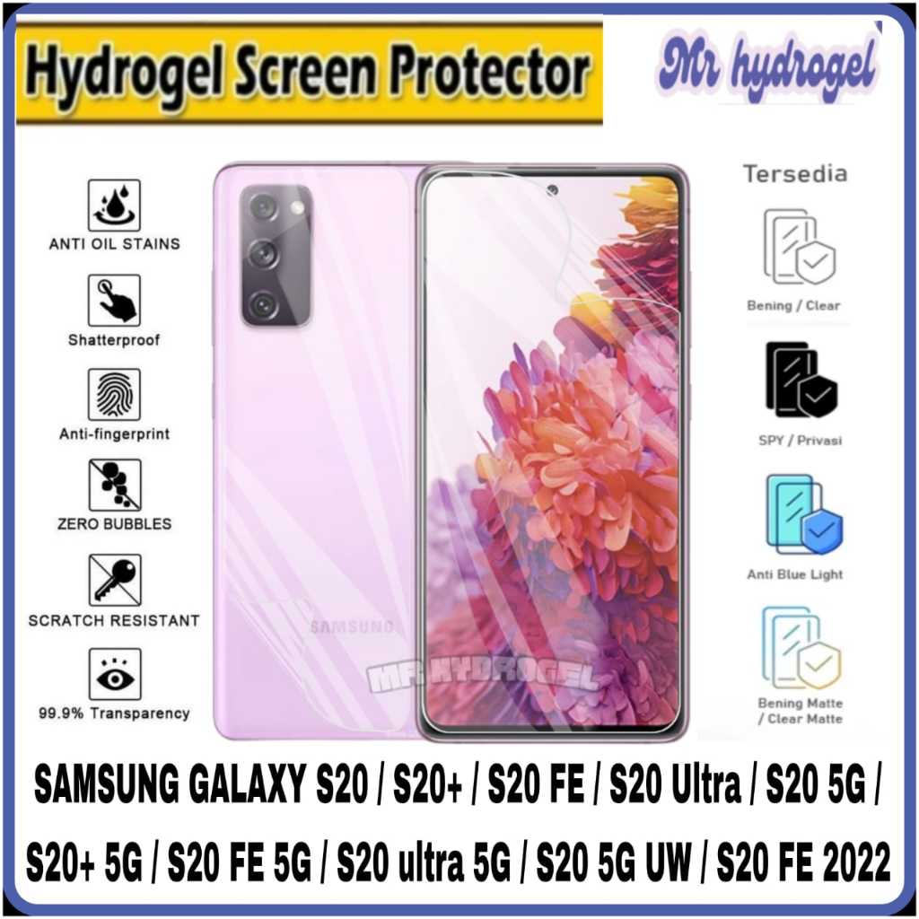 ไฮโดรเจลป้องกันรอยขีดข่วน SAMSUNG S20 / S20+ / S20 FE / S20 ULTRA / S20 5G / S20+ 5G / S20 FE 5G / S