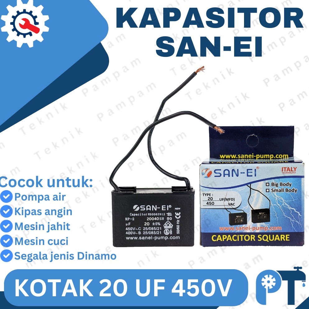 New Stock 2UF 45V SANI CAPACITOR BOX SANE 2 UF MICRO 45 VOLT CAPACITOR WATER PUMP CAPSATOR