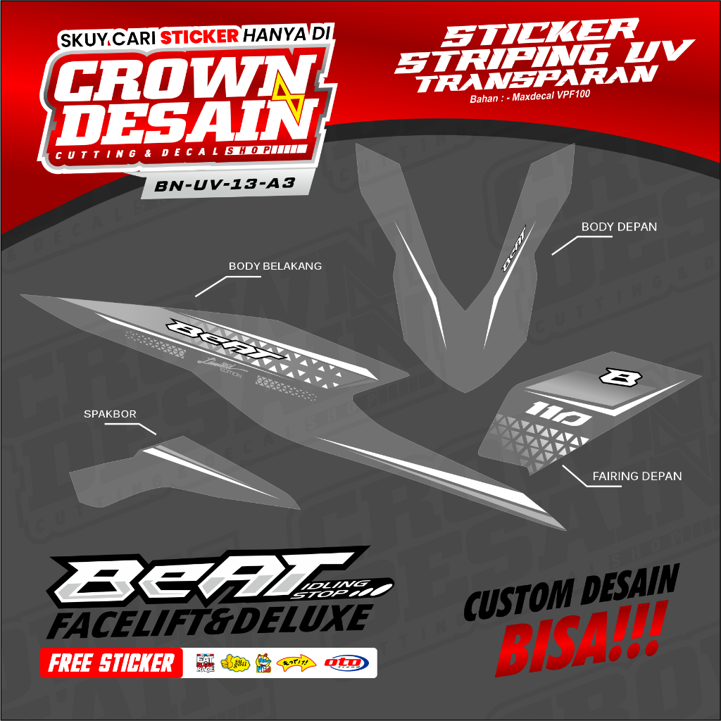 Beat New Deluxe Sticker Striping 2020 - 2024 Simple Racing Strip - Semifull Beat New / Street New 11