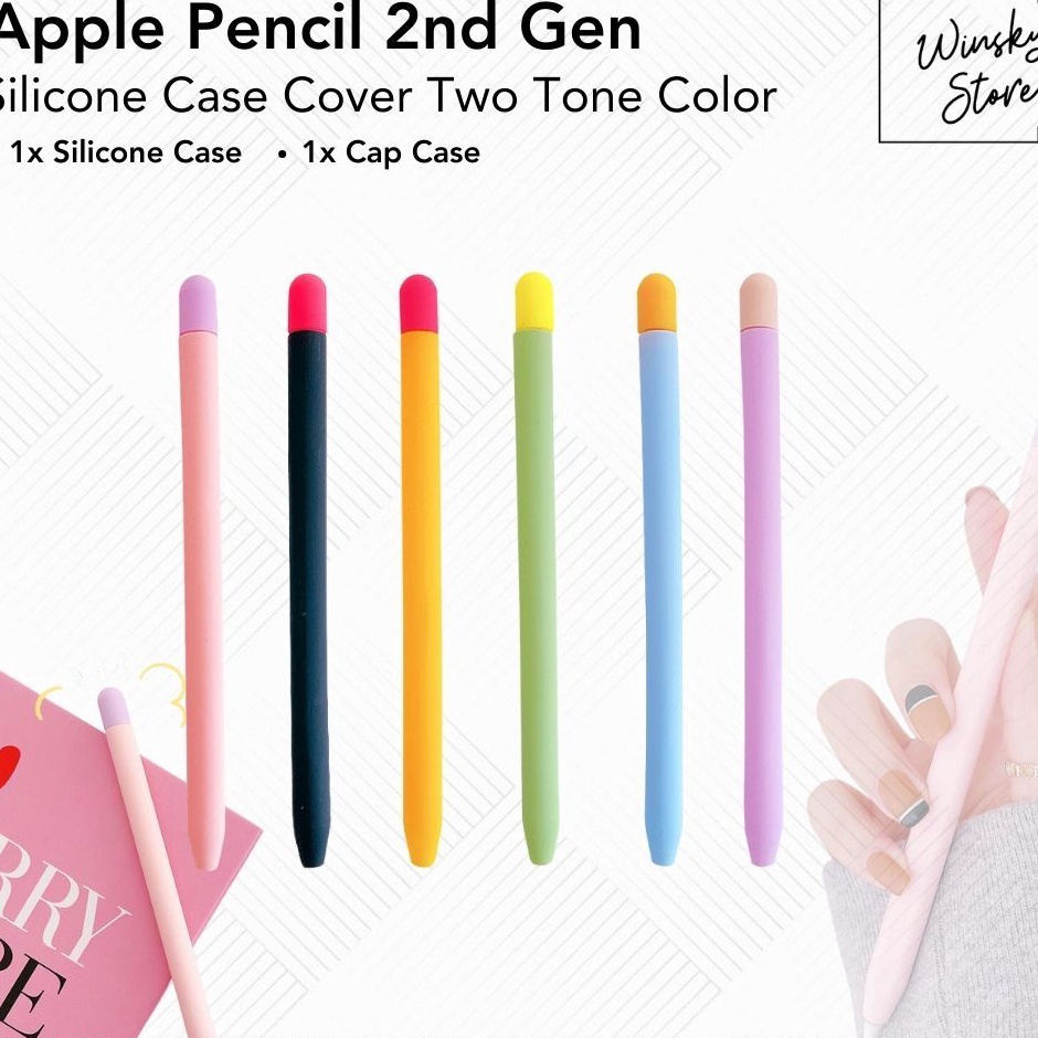 Tir Apple Pencil 2 2nd Gen Two Tone Silicone Protective Sleeve Case Cover