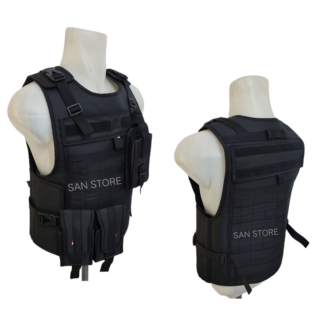 MENS VEST/CHEST VEST/FULL BLACK VEST/TNI AD/POL-PP/PATROLI/MASLIN/PANCASILATACTICAL YOUTH/SATPAM/SECURICE/PRO/MONUB/S