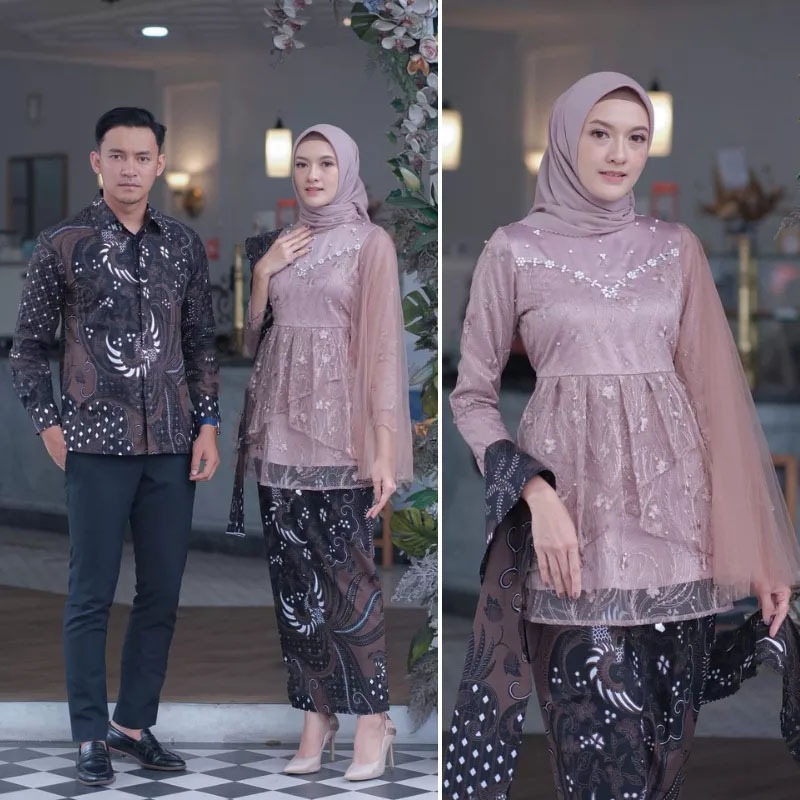 ผ้าบาติก KEBAYA COUPLE RITA //MECCA COUPLE PAYET TULLE MUTIARA COMBINATION TUFFLE TUTU NET//ชุด SARI