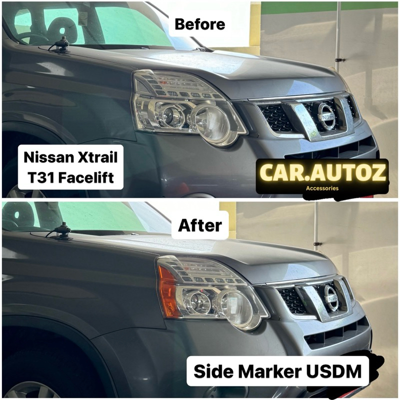 สติ๊กเกอร์เครื่องหมายด้านข้างสีส้มสําหรับ Nissan Xtrail T31 Facelift ไฟหน้า