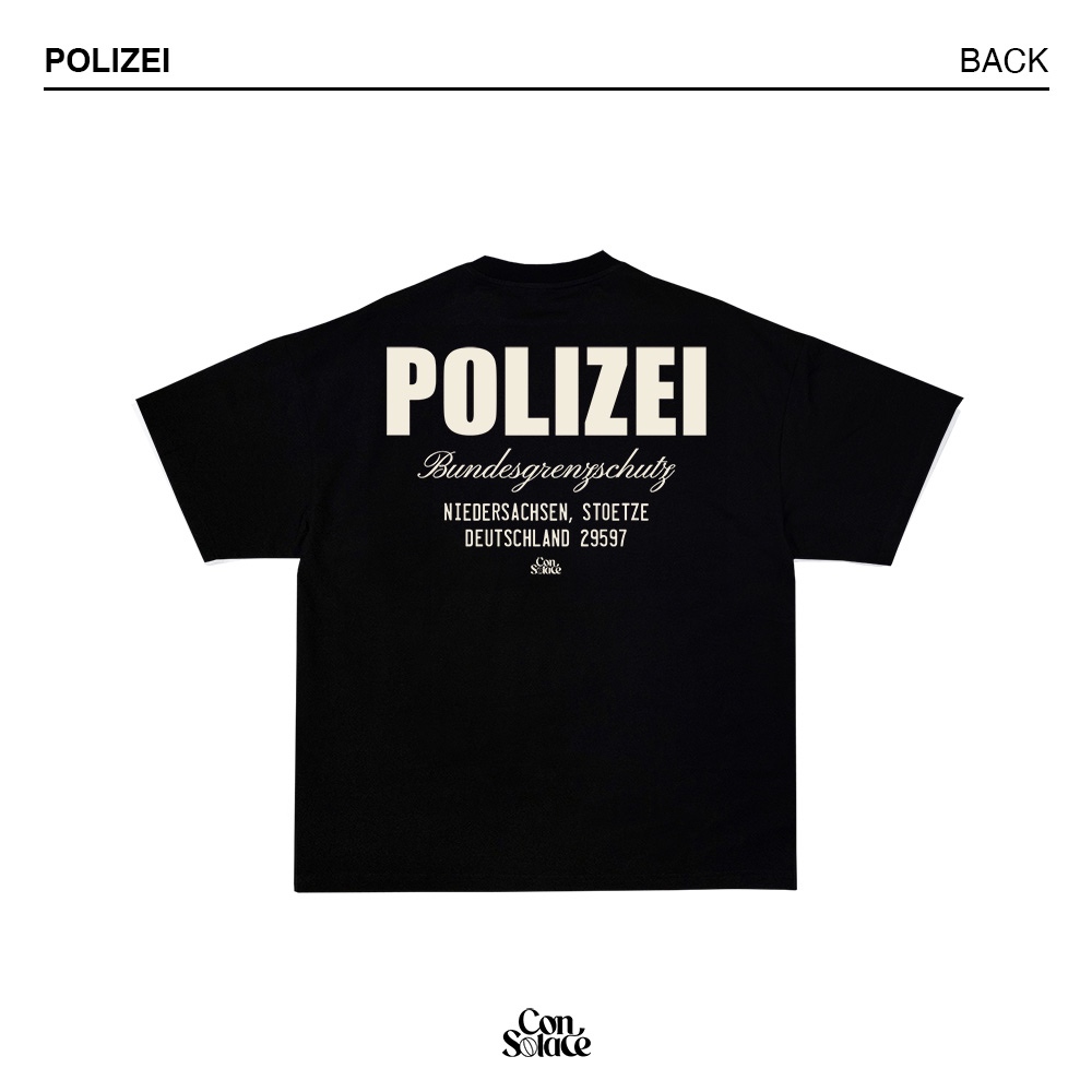 Polizei Black Heavyweight 16s Boxy Fit T Shirt | คอนโซซ