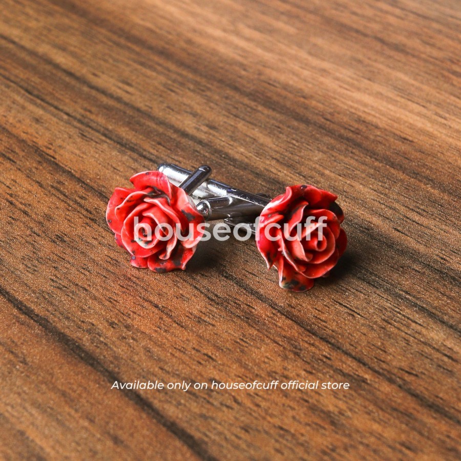 MERAH Houseofcuff Cufflinks Cufflinks Flower Wax Red