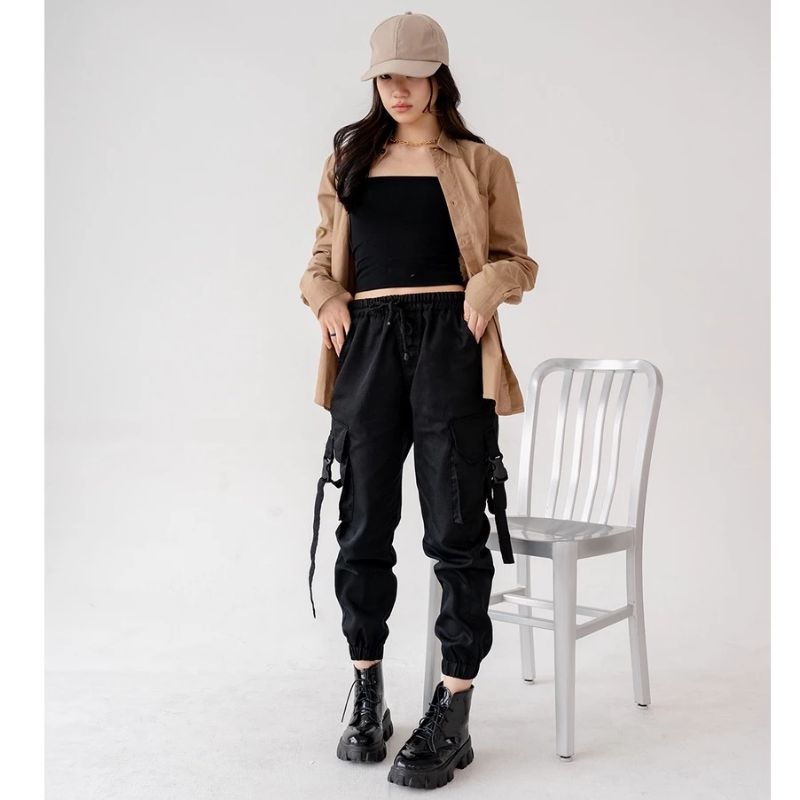 PREMIUM LONG TACTICAL JOGER CARGO PANTS สําหรับผู้หญิง / JOGER CARGO PANTS สําหรับผู้หญิง / XXXL SUP