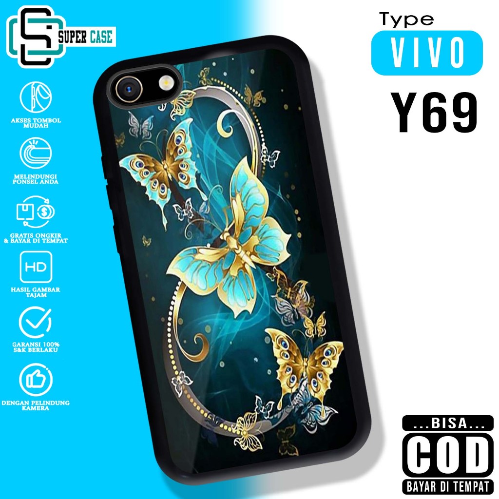 VIVO Y69 SuperCase Motif Case [ BTR ] เคสมือถือกระจกเคลือบเงาแบบกําหนดเอง Softcase กระจกเคลือบเงา CA