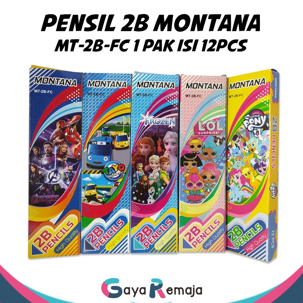 (Pack🌹 Montana Character Pencil - 2B Fancy Pencil - 2B Little Pony Pencil, Frozen, LOL,Avenger, Tayo