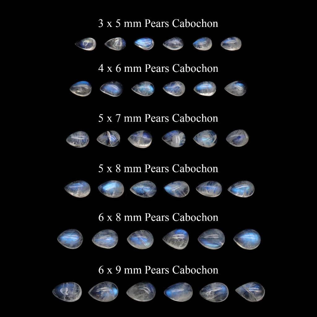 NATURAL RAINBOW MOONSTONES PEARS ขนาด 3x5 มม. - 6x9 มม. | ธรรมชาติ RAINBOW MOONSTONES อัญมณี | ต้นฉบ