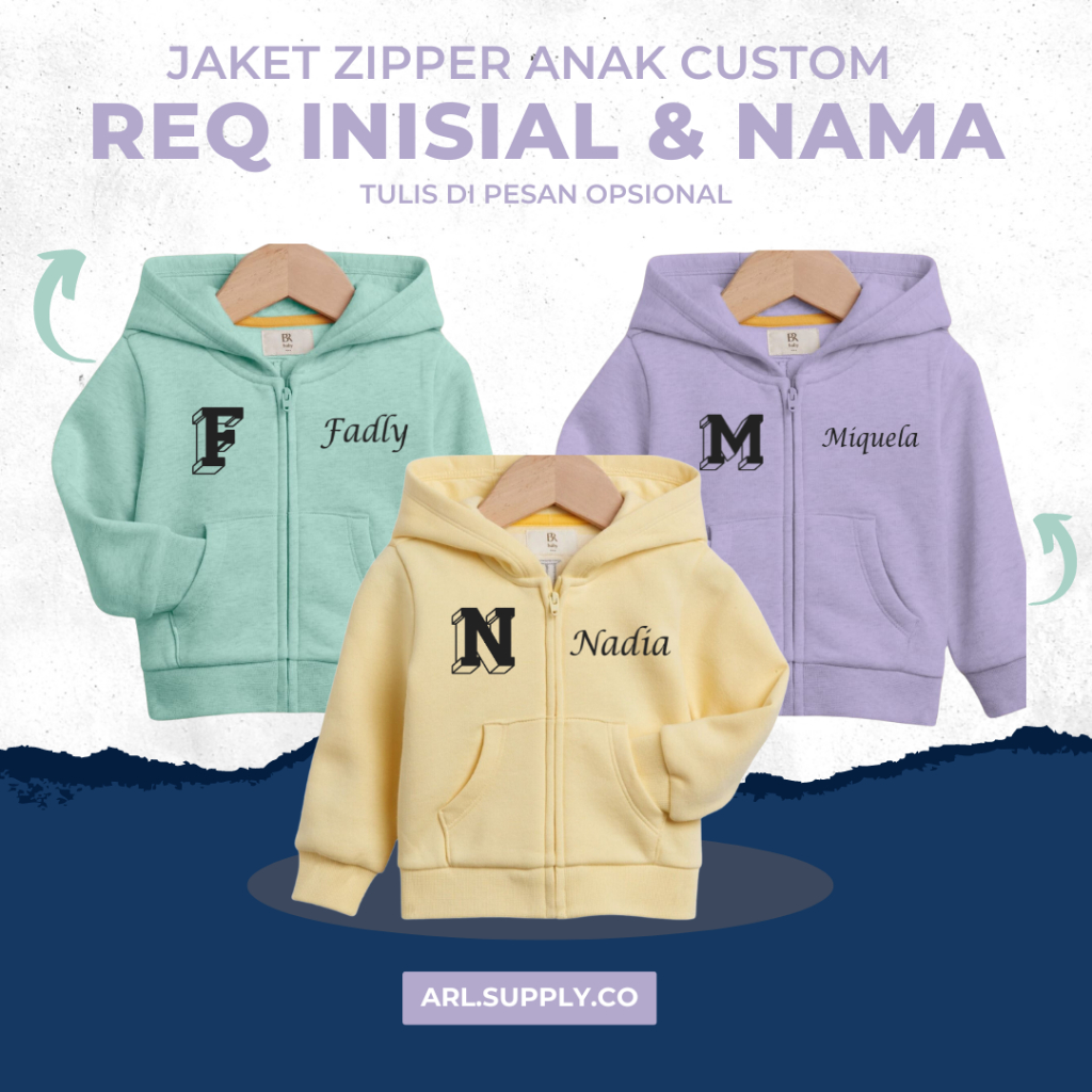 เสื้อแจ็คเก็ตเด็ก INITIAL & NAME แบบกําหนดเองล่าสุดอายุ 1-12 ปีเด็กผู้หญิง