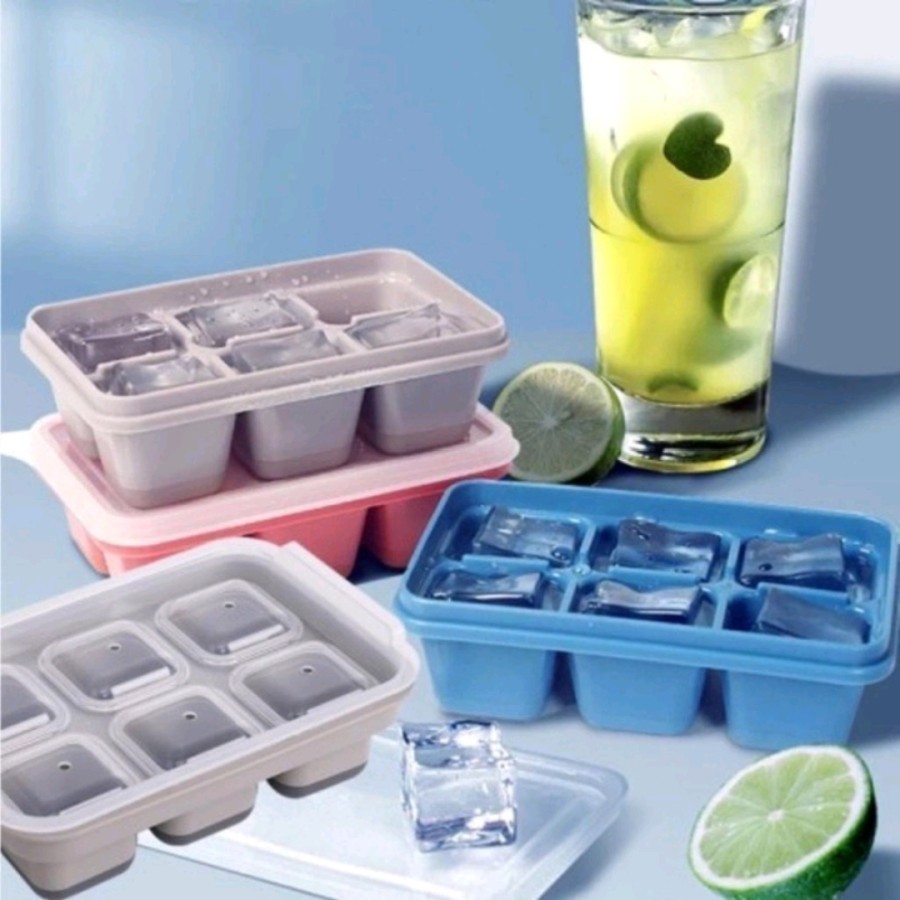 WHOLESALE 6-BOX ICE CUBE MOLDS พร้อมฝาครอบ 6-COMPANIMENT ICE CUBE MOLDS