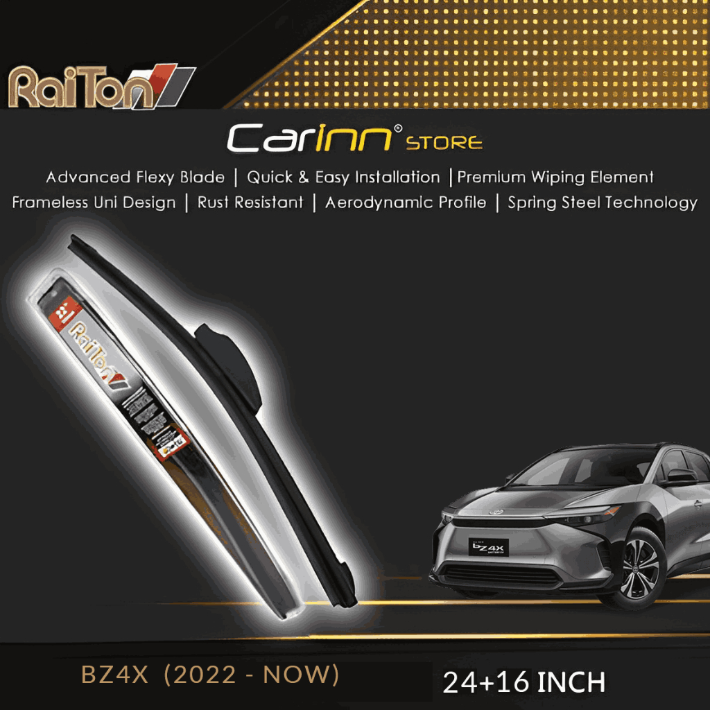 Raiton คู่ที่ปัดน้ําฝนยางเต็มไร้กรอบสําหรับ Toyota BZ4X 2022-Now 24" & 16" - 2 ชิ้น