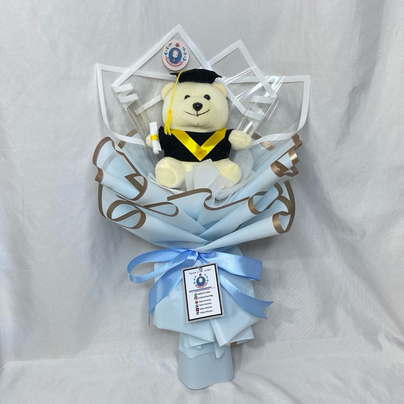 ช่อดอกไม้ตุ๊กตารับปริญญาขนาดกลาง | ช่อดอกไม้เกาหลีของ TEDDY BEAR รับปริญญา SEMPRO
