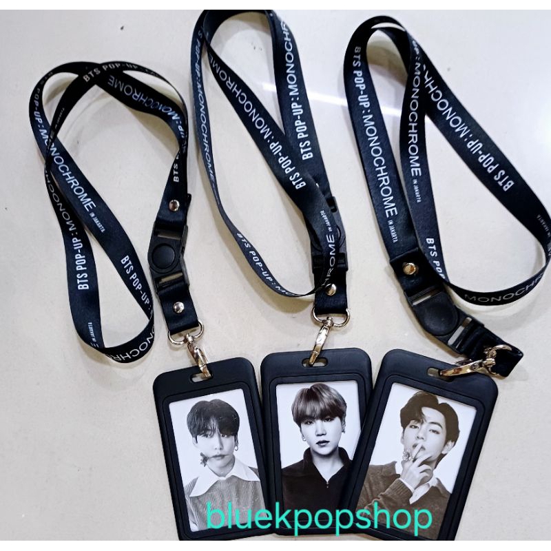 : 1 ชุด Lanyard + เคสบัตรประจําตัว + Photocard Monochrome Kpop BTS - Monochrome See Slide 2