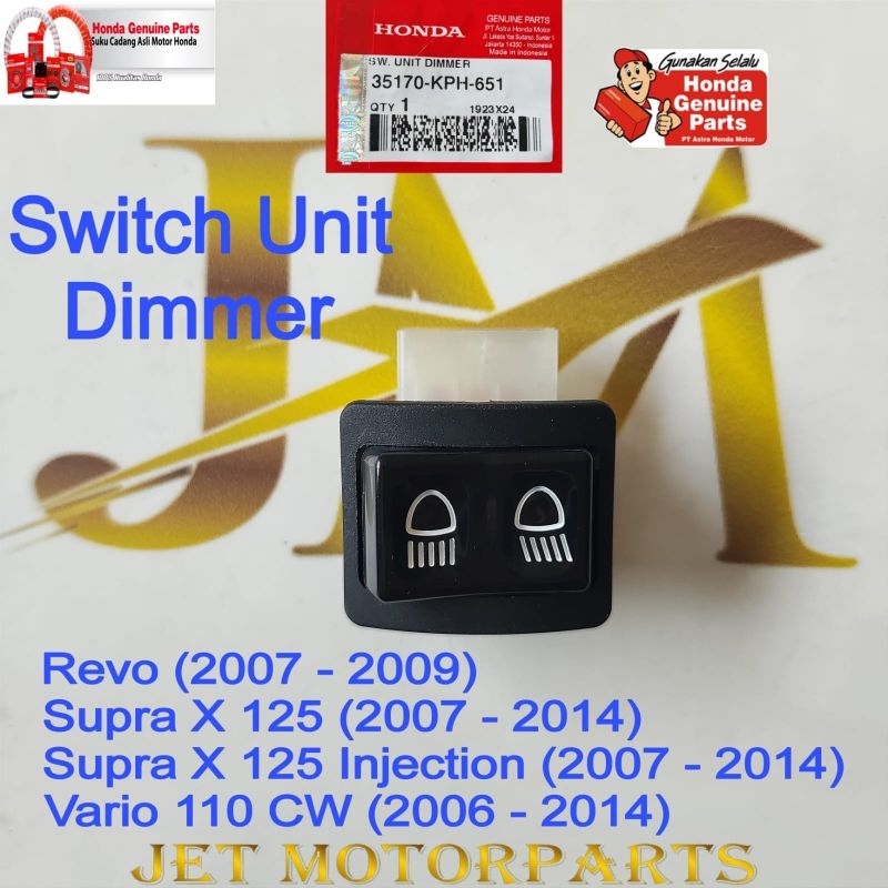 35170KPH651 SW ชุดหรี่ไฟ Far Near Switch Revo Supra X 125 Vario 110 CW ของแท้ หรือเดิม Honda AHM