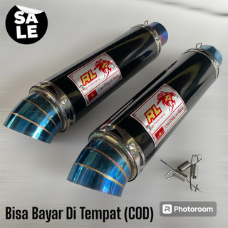 Silencer Knalpot RL RedLeo Black Doff/Silincer Red Leo coating inlet 50/51mm untuk semua Jenis Motor