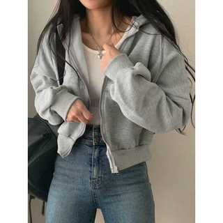 Jaket Hoodie Zipper BASIC CROP POLOS (LD 110, P 48)
