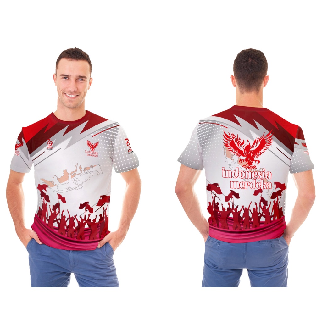 COOL JERSEY 17 AUGUST 79 YEARS FULL PRINTING SUBLIME 3D COLLAR O NECK / OBLONG INDONESIA INDEPENDENC