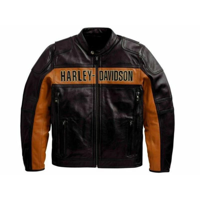 เสื้อแจ็คเก็ตหนัง Harley Davidson ปักลาย | Turing Motorcycle Jacket เสื้อแจ็คเก็ต True Biker