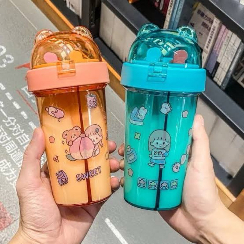 Duet Childrens Drinking Bottle 2 in 1 Couple Bottle 420 ml Unique Gift Double-Sided Bottle