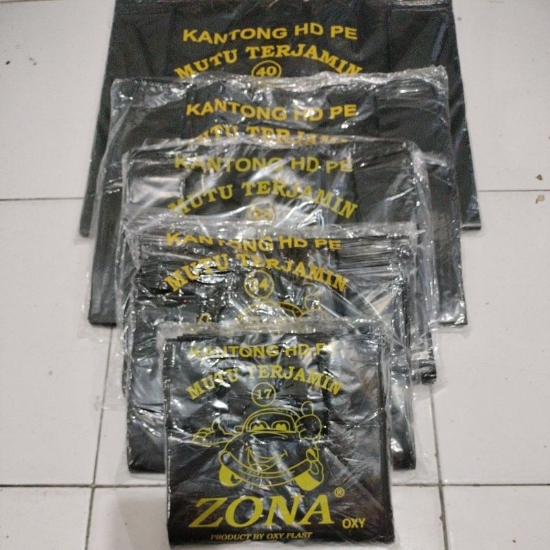 ถุงพลาสติก zona สีดําหนาขนาด 17 24 28 35 40