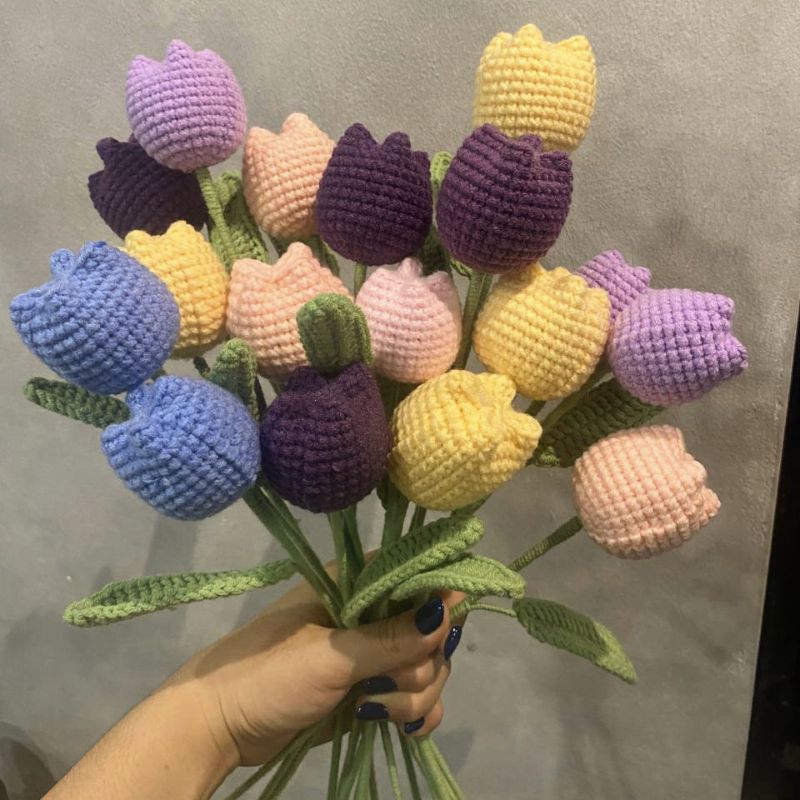 KNITTED TULIP FLOWERS INDIVIDUALLY / KNITTED TULIP FLOWERS / KNITTED TULIP FLOWERS / KNITTED TULIP F