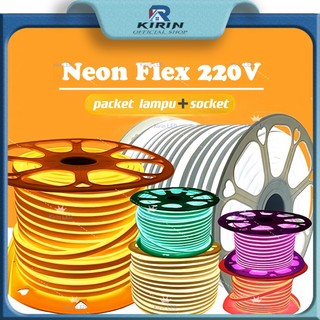 NEON FLEX LAMPU LED NEON FLEX 6M 7M 8M 9M 10M SELANG 220V METERAN SIGN STRIP OUTDOOR / Neon Flexible 220v Per Meter / Lampu LED Neon Sign