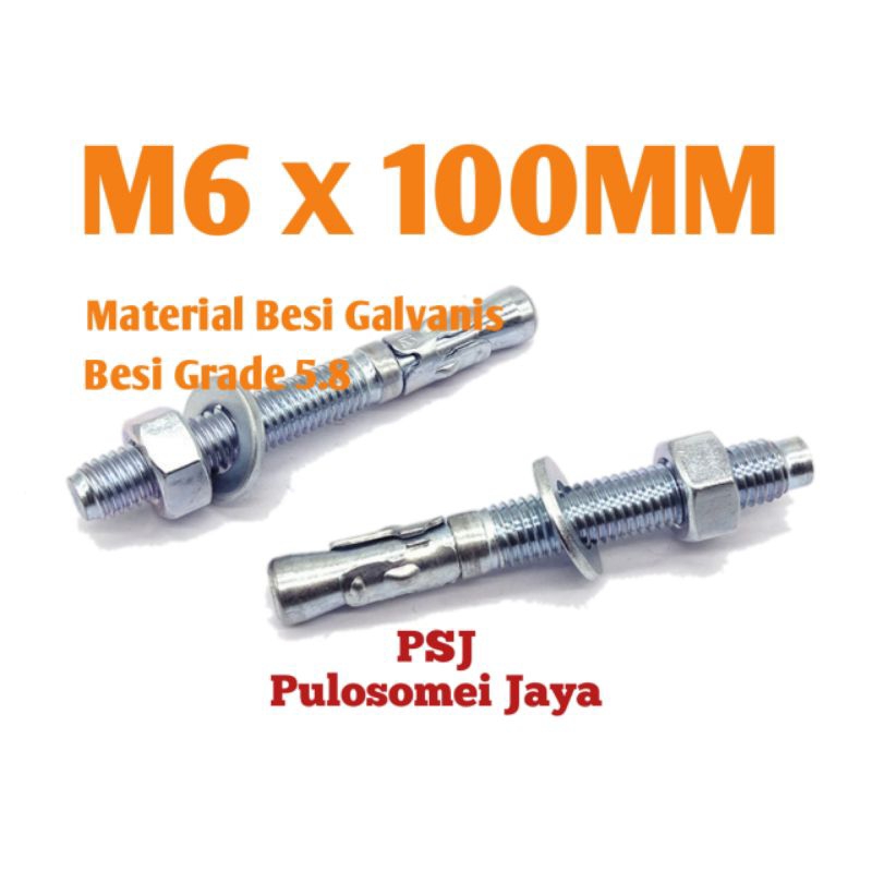 Trubolt M6 x 100 สมอลิ่ม / M6 x 100 สมอลิ่มชุบสังกะสี