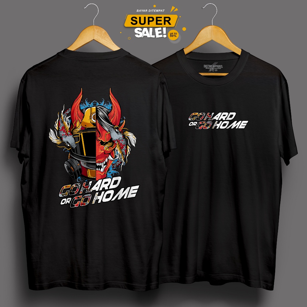 GOHARD OR GOHOME MOTORCYCLE เสื้อยืด AUTOMOTIVE RIDER DRIVER BIKER SHORT SLEEVE เบื้องหลังใหม่ล่าสุด