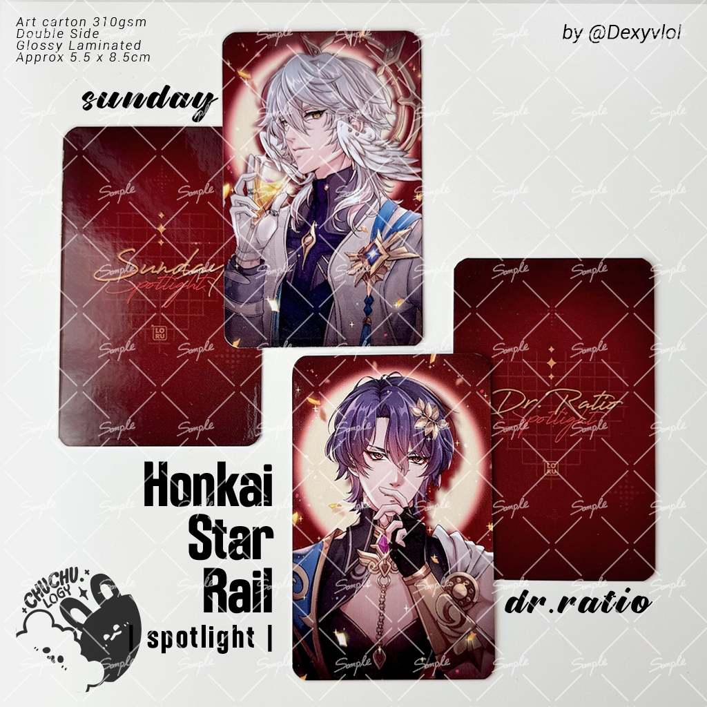 HSR [ spotlight ] Honkai Star Rail Sunday Dr ratio Photocard ผิวมันเคลือบสองด้าน โดย Dexyvlol