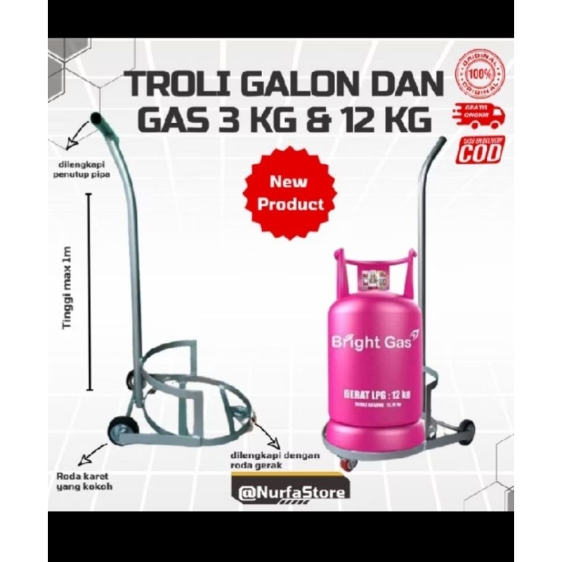 ท่อล้อ TROLLEY/GAS CYLINDER 3Kg+GAS 5.5/GAS 12/GAS GALLON RACK+IRON WHEEL TROLLEY/น้ํา PUSH