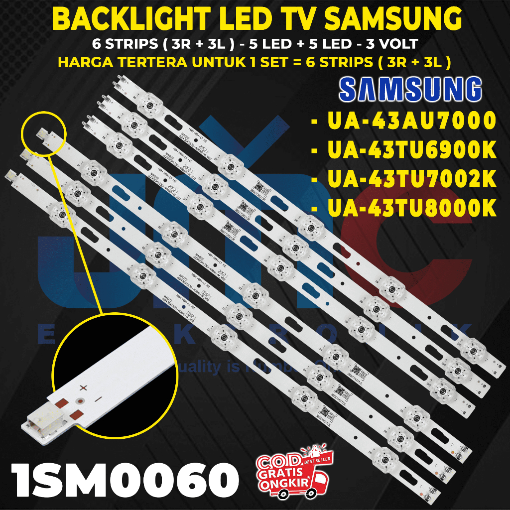 Samsung TV Backlight 43 นิ้ว UA43TU6900K UA43TU7000K UA43AU7000 UA43TU8000K UA43TU6900 UA43TU7000 UA