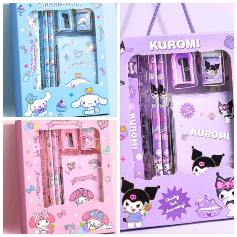 แพ็คเกจเครื่องเขียน Sanrio 6in1 ตัวละคร Sanrio / ชุดเครื่องเขียน Sanrio ตัวละครสําหรับเด็ก / ชุดเครื