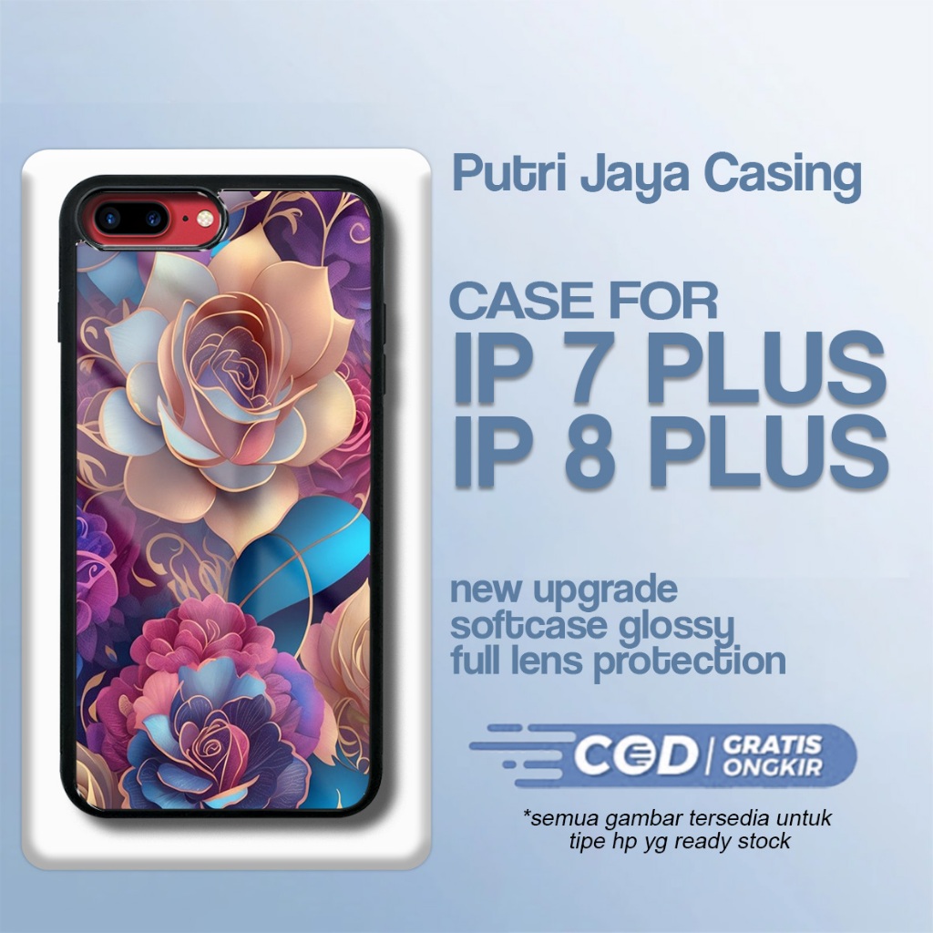 เคส Ip 7 plus / ip 8 plus ล่าสุด - Xiaomi Ip 7 plus / ip 8 plus - Flower Motif - Premium Glossy Hard