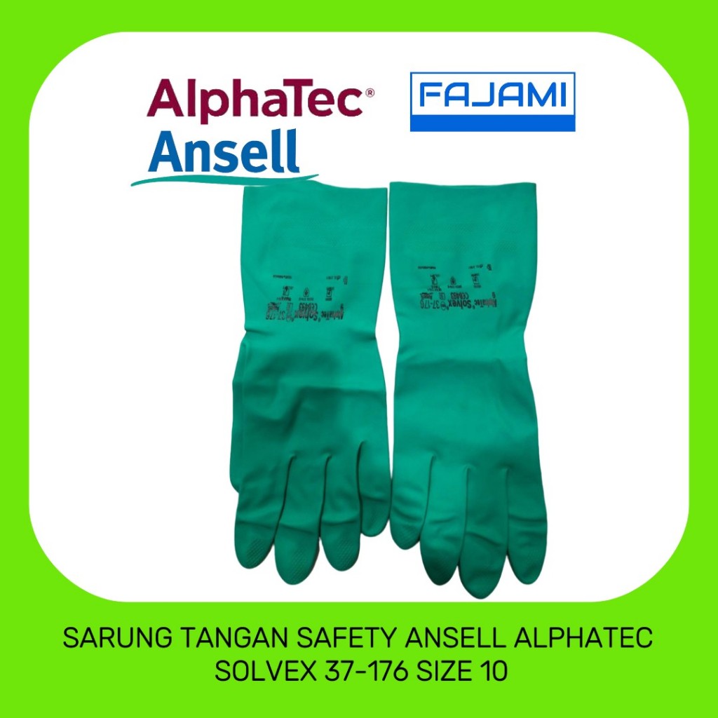 ANSELL ALPHATEC SOLVELX SAFETY GLOVES 37-176 การป้องกันเคมี / ANSELL ALPHATEC SOLVEX NITRILE GLOVES 