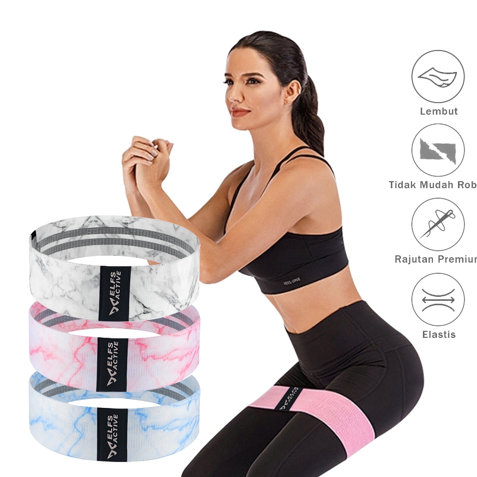 รับประกัน ELFS FITS Hip Resistance Band Squat Booty Band 3 ระดับ