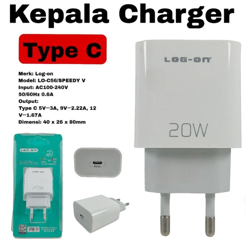 20w Log-on Super Quick Fast Charging Type C HP Charger Head