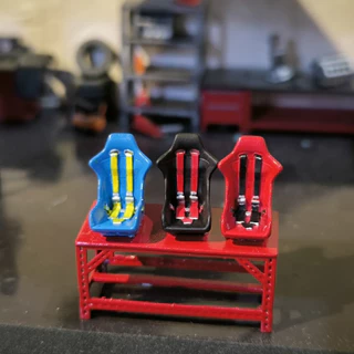 เข็มขัดนิรภัยรถแข่ง - 1/64 Scale Car Seat - Custom 1:64 อุปกรณ์เสริม Diecast Diorama Hotwheels Matchbox Tomica