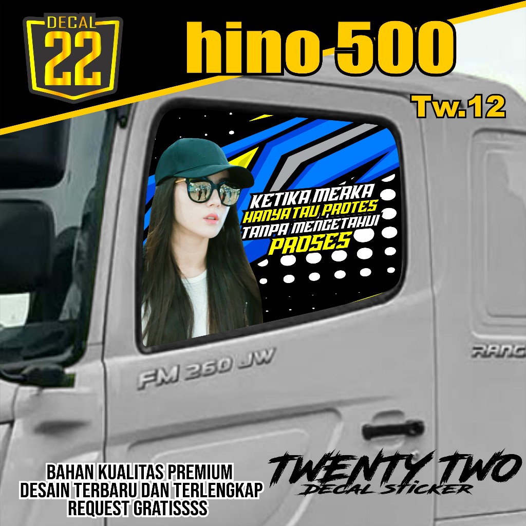 ONE WAY HINO 500 STICKER, HINO 500 TRUCK SIDE WINDOW STICKER, การออกแบบล่าสุด TWO2 CODE TW.12