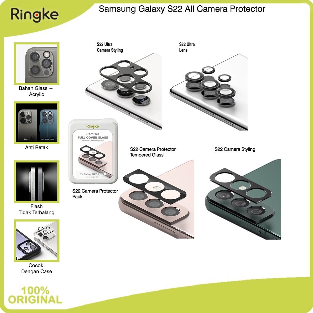 ตัวป้องกันกล้อง Ringke Samsung Galaxy S22 / S22 Plus / S22 Ultra Tempered Glass Camera Lens Frame Ca