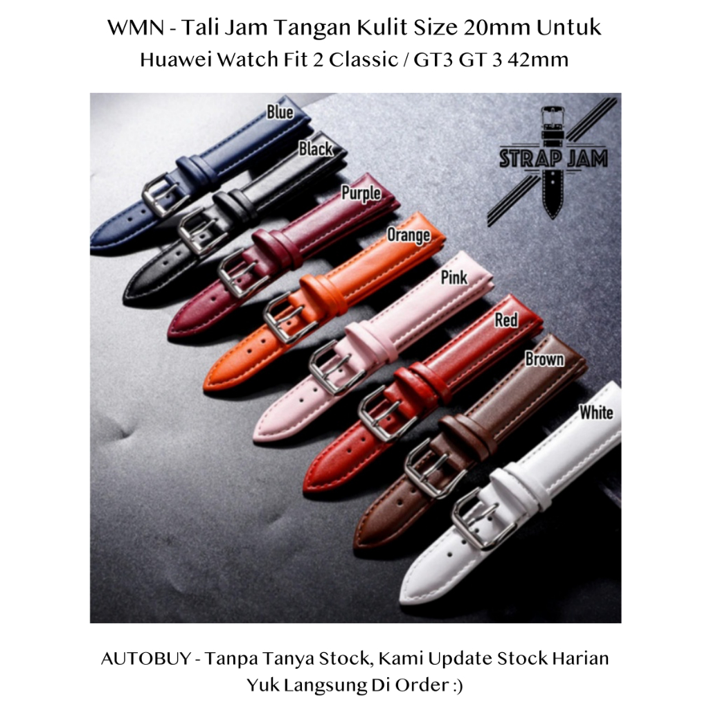 WMN 20mm Huawei Watch Strap Fit 2 Classic / GT3 GT 3 42mm - สายหนังสําหรับผู้ชายและผู้หญิง