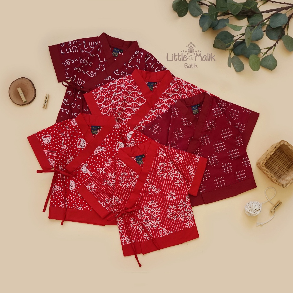 MERAH CODE O56Q Childrens Batik Kimono By Little Malk Batik Red และ Maroon