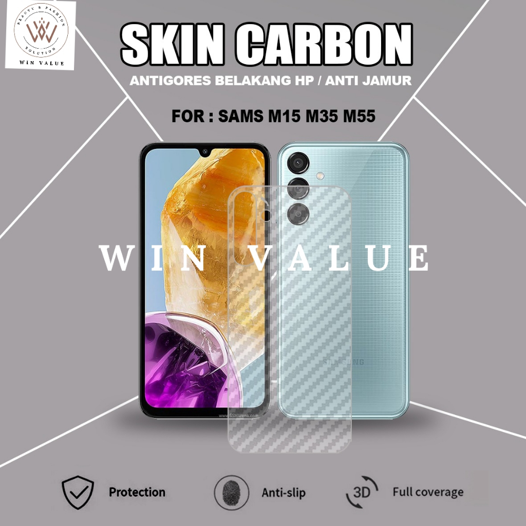 Samsung M15 5G Samsung M35 5G Samsung M55 5G ผิวคาร์บอน Garskin Anti-Scratch กลับ Samsung M15 5G Sam