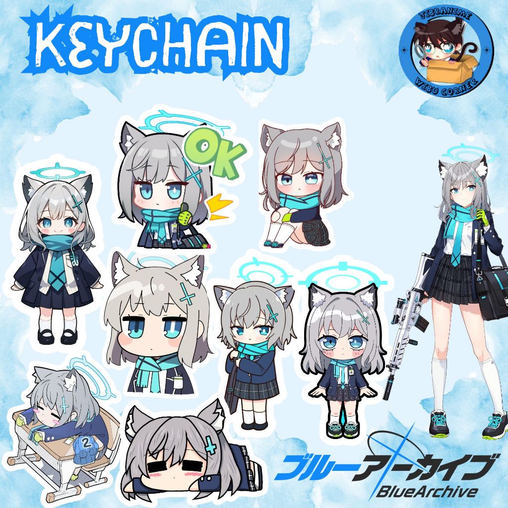 GANTUNGAN [8 DESIGNS] SHIROKO ANIME KEYCHAIN Blue Archive The Animation
