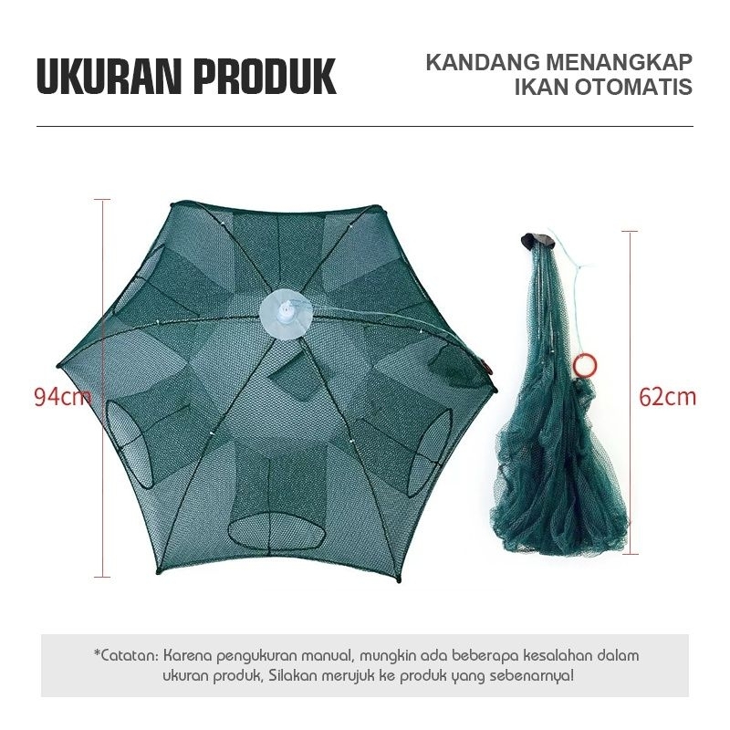 UMBRELLA NET TRAP ปลาปลาปลา CRAB TRAP 8 หลุมรุ่น