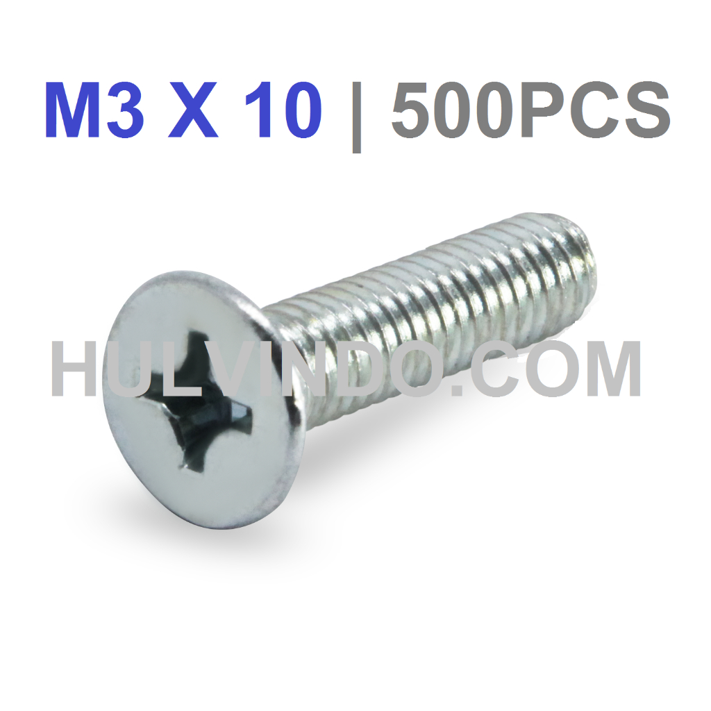 JF FLAT HEAD BOLT M3 X 10 | คอนเทนติส 500 ชิ้น