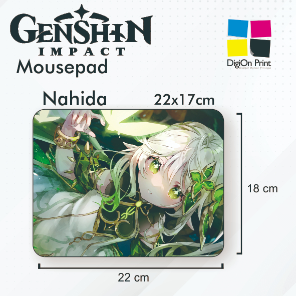 แผ่นรองเมาส์อนิเมะ Genshin impact nahida พร้อมคุณภาพสีเต็มรูปแบบ uk 22x19 ซม.